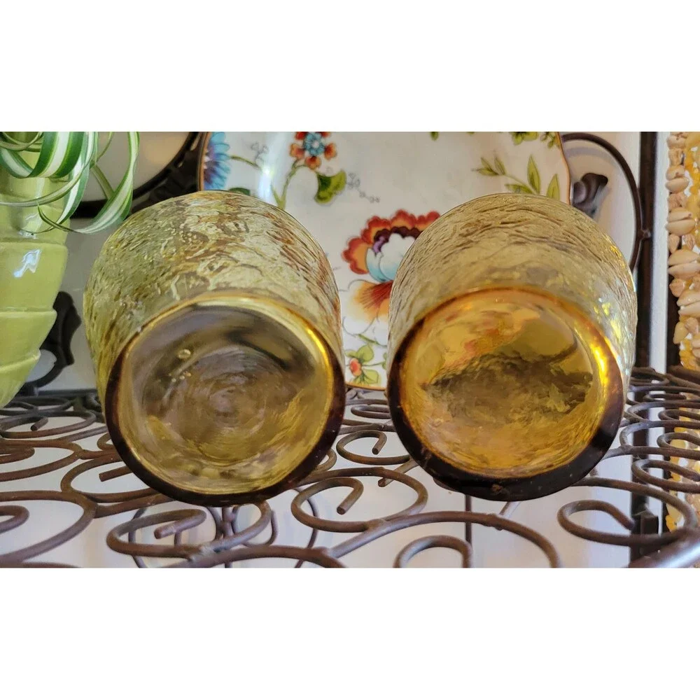 Anchor Hocking Honey Gold Tumblers – Milano Crinkle Glass Set (2)